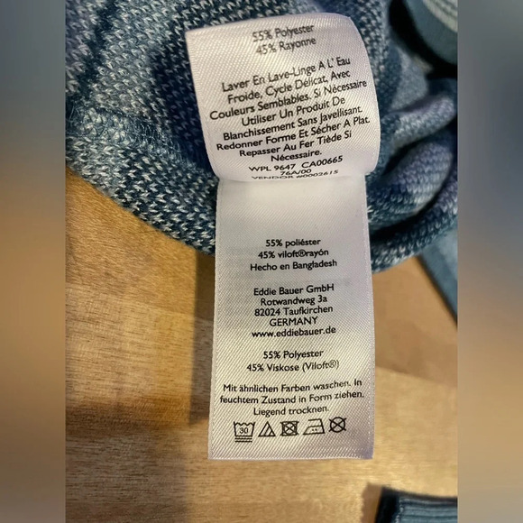 Eddie Bauer Women’s Engage 1/4 Zip Sweater Medium EUC Fair Isle Blue Pullover - Picture 12 of 16